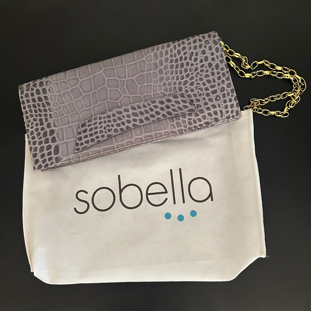 NEW Sobella Grey leather snakeskin print bag